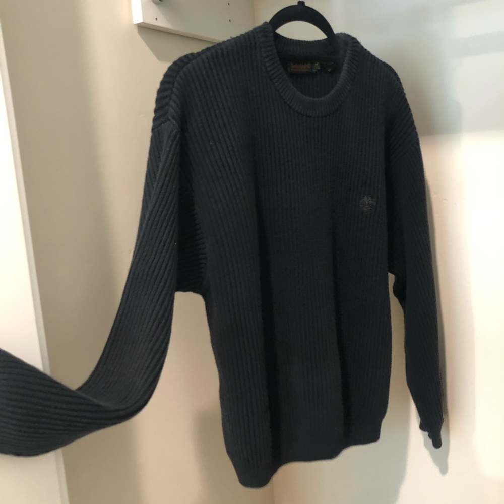 Timberland Black Ribbed Knit Sweater Embroidered Logo